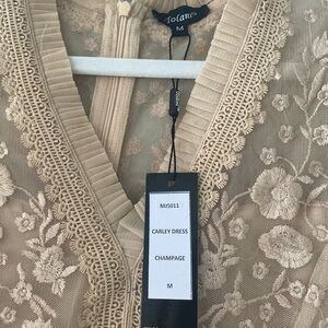 Tolani Beige Floral Lace Dress